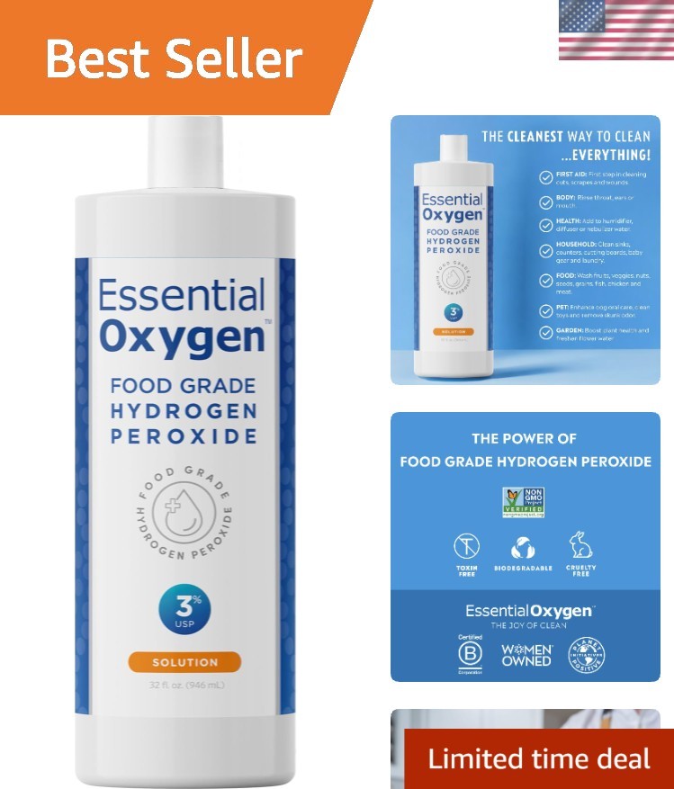 32 Fl Oz Food Grade Hydrogen Peroxide – Antimicrobial Natural Cleaner, Refill