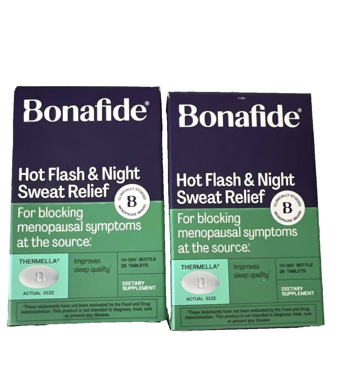 2x Bonafide Hot Flash and Night Sweats Relief Tablets 14 Day Supp 28ct Ex 04/27