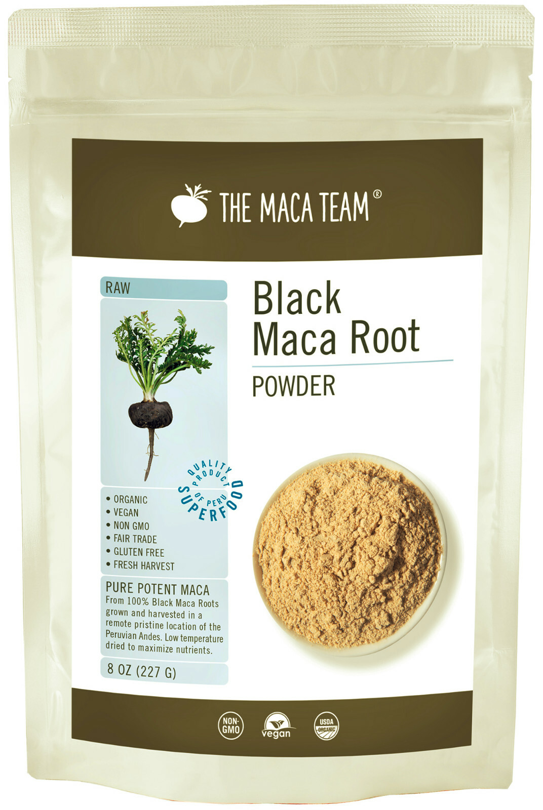 Black Maca Powder – Raw, Organic, Fresh Harvest From Peru – 8 oz 25 servings