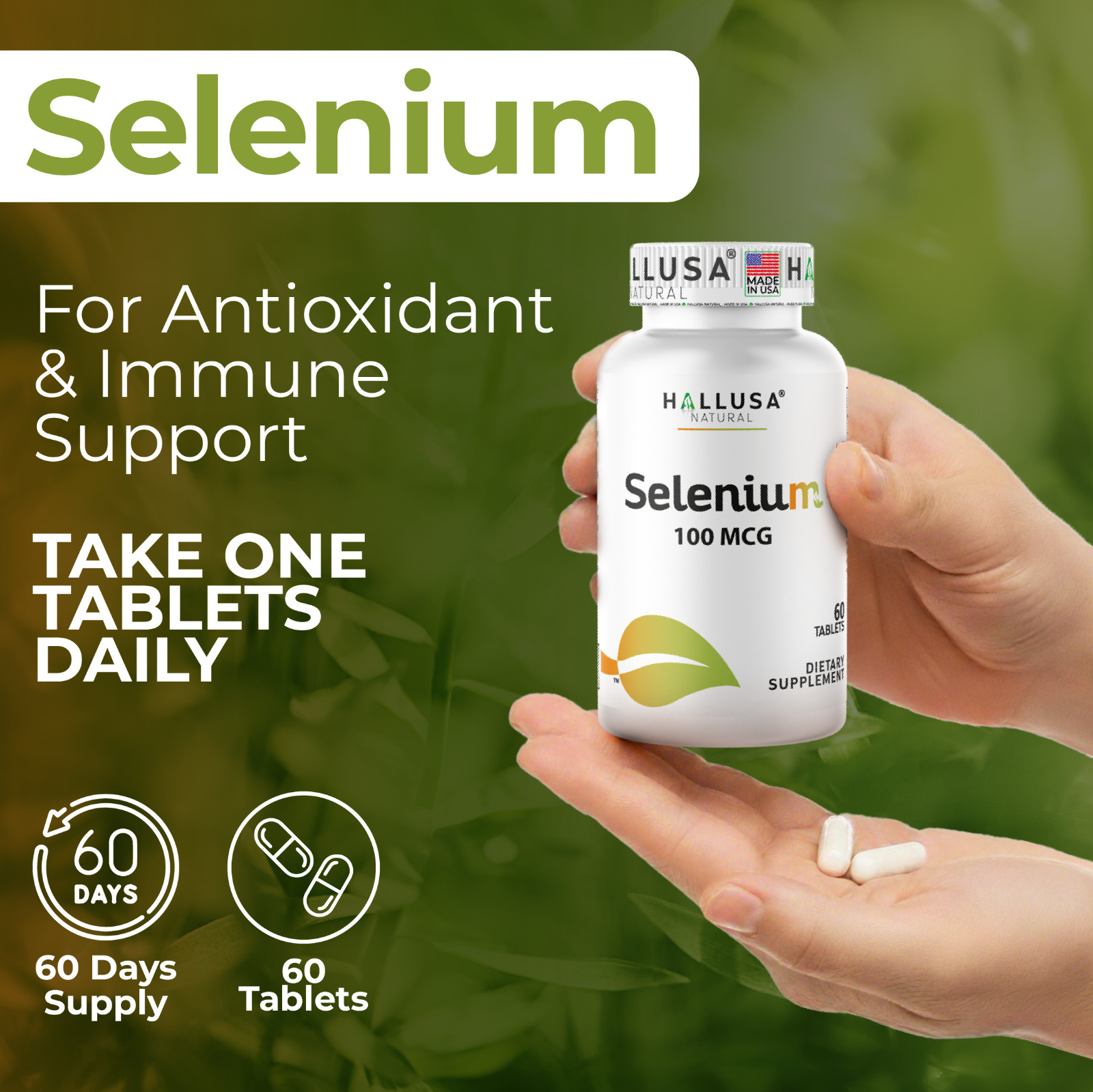 SELENIUM – For the Thyroid – Antioxidant & Immune Support – 60 Tab