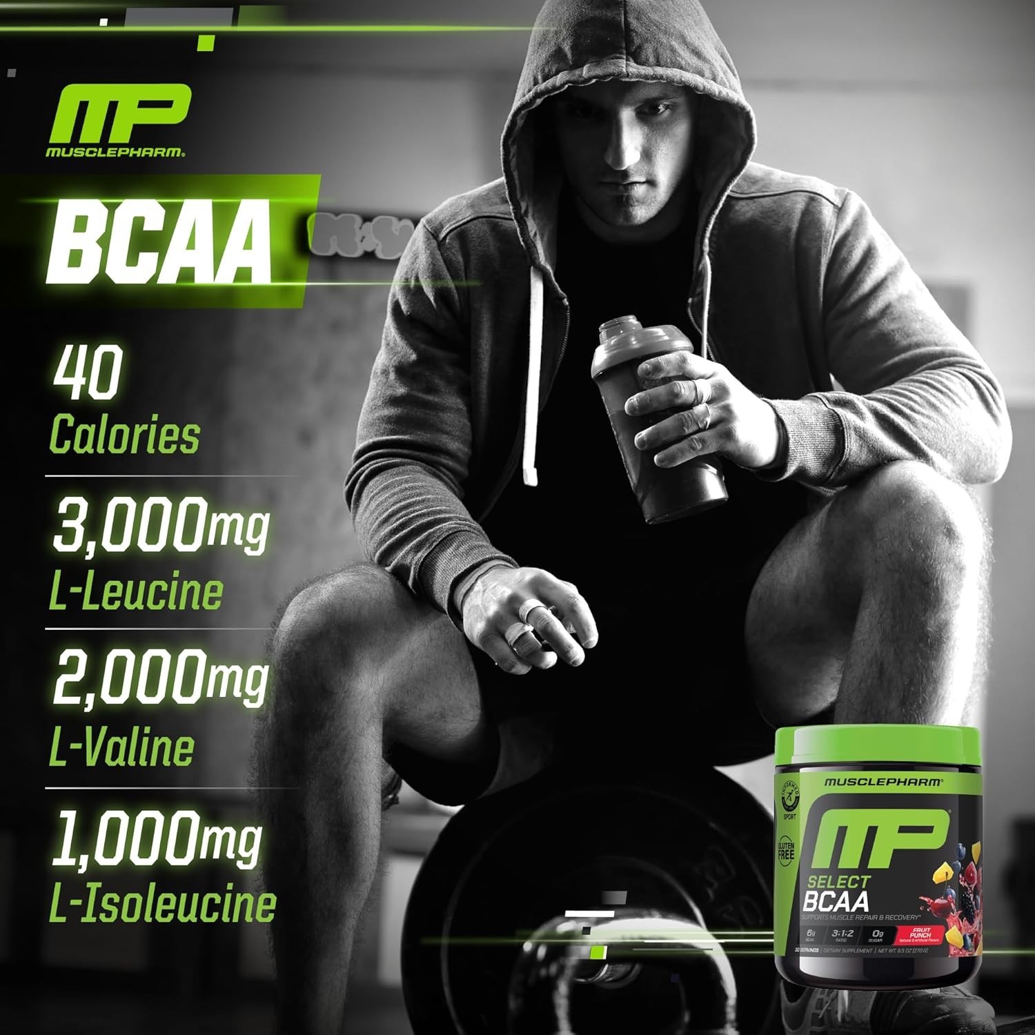 Muscle Recovery BCAA Drink – Fruit Punch Flavor, 9.1 oz Tub, Trusted by Athletes