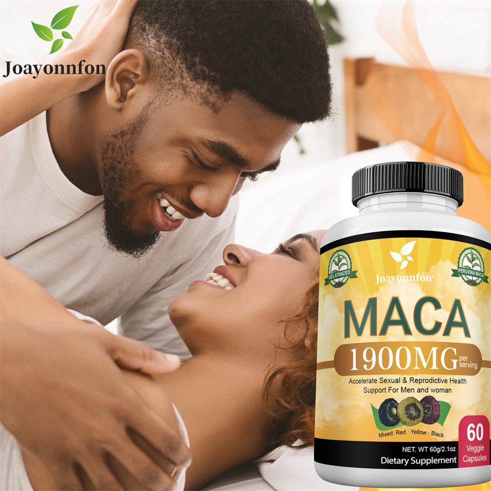 1XMaca Root Capsules 1900mg, Black Yellow Red Maca Extract with Ashwagandha
