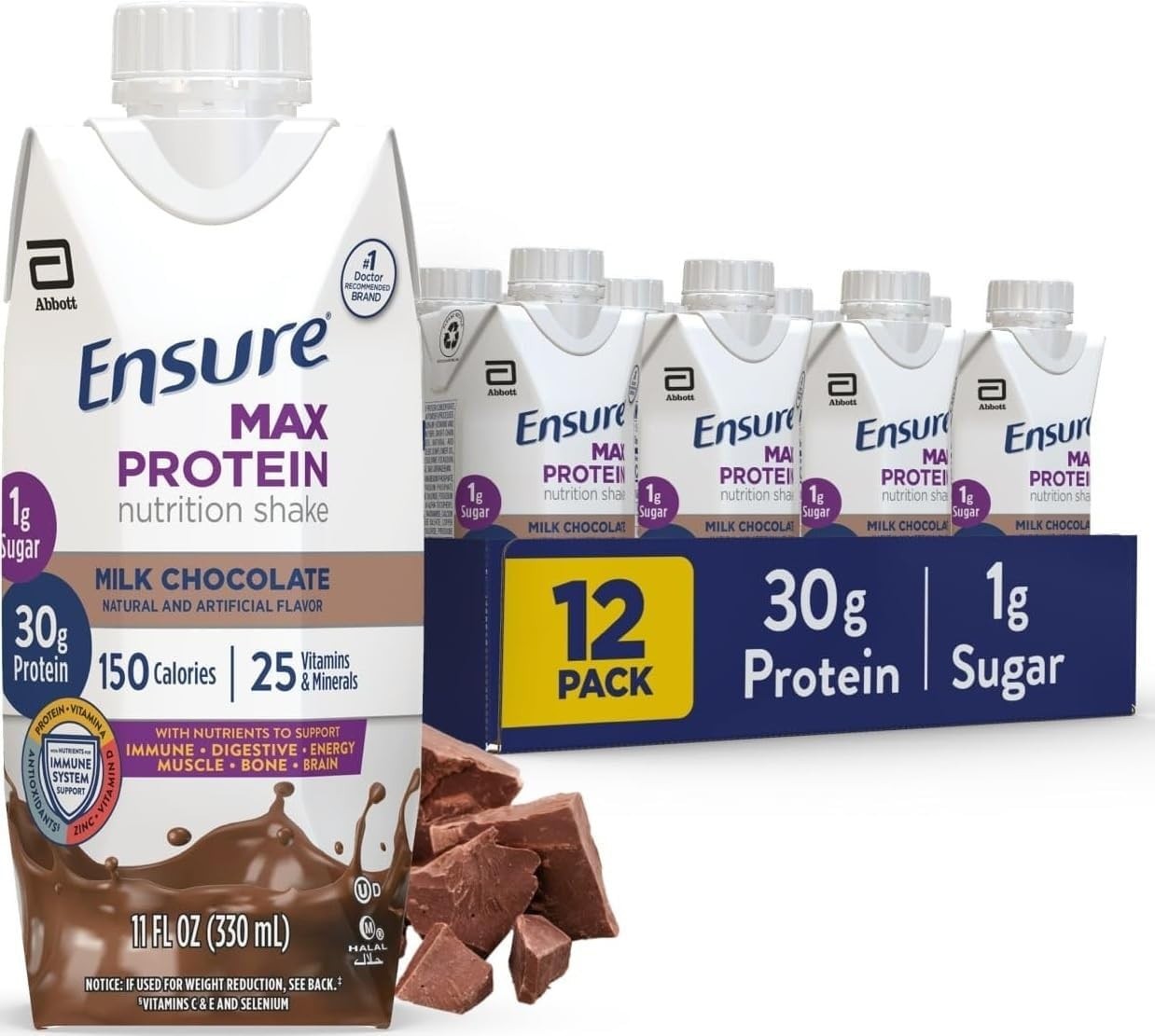 Ensure Max Protein Shake, 30g Protein, Milk Chocolate, 11 fl oz, 12 Pack