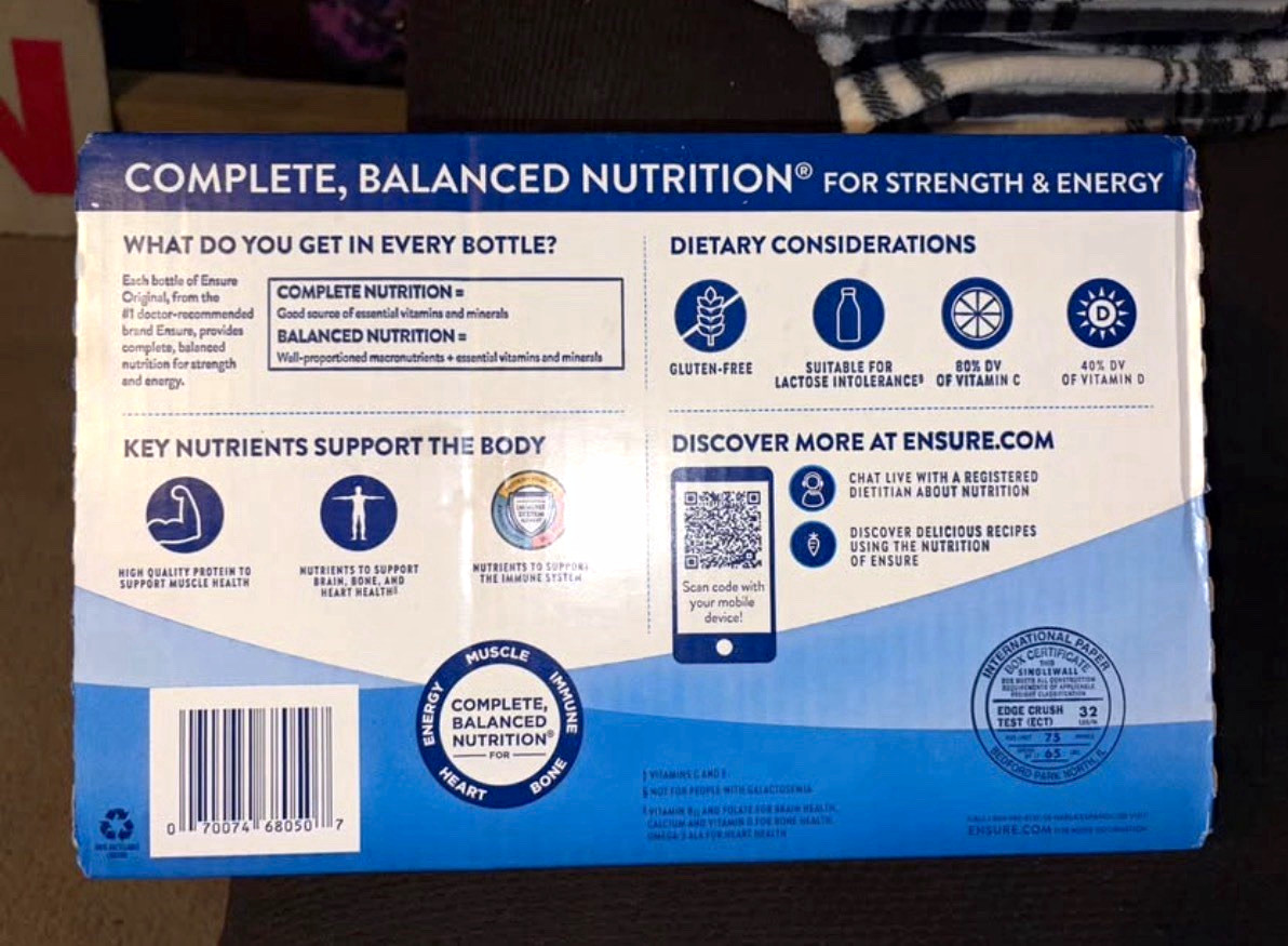 Ensure Original Vanilla Shake Gluten-Free Strength & Energy 24 Pack 8 fl oz