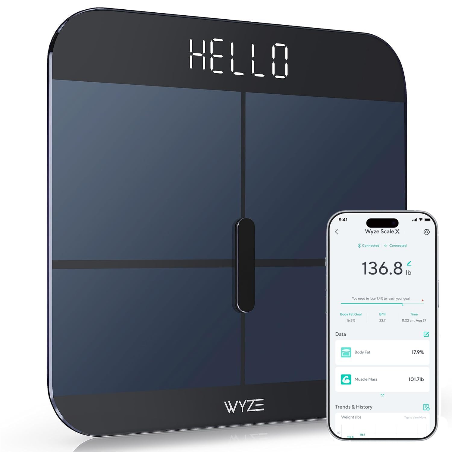 Smart Scale X – Digital Bathroom Scale for Body Weight, BMI, Body Fat, Muscle Ma