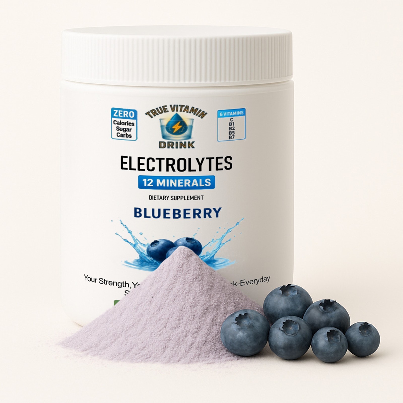Electrolyte Complex Hydration Powder | 6 Vitamins + 12 Minerals | Blueberry