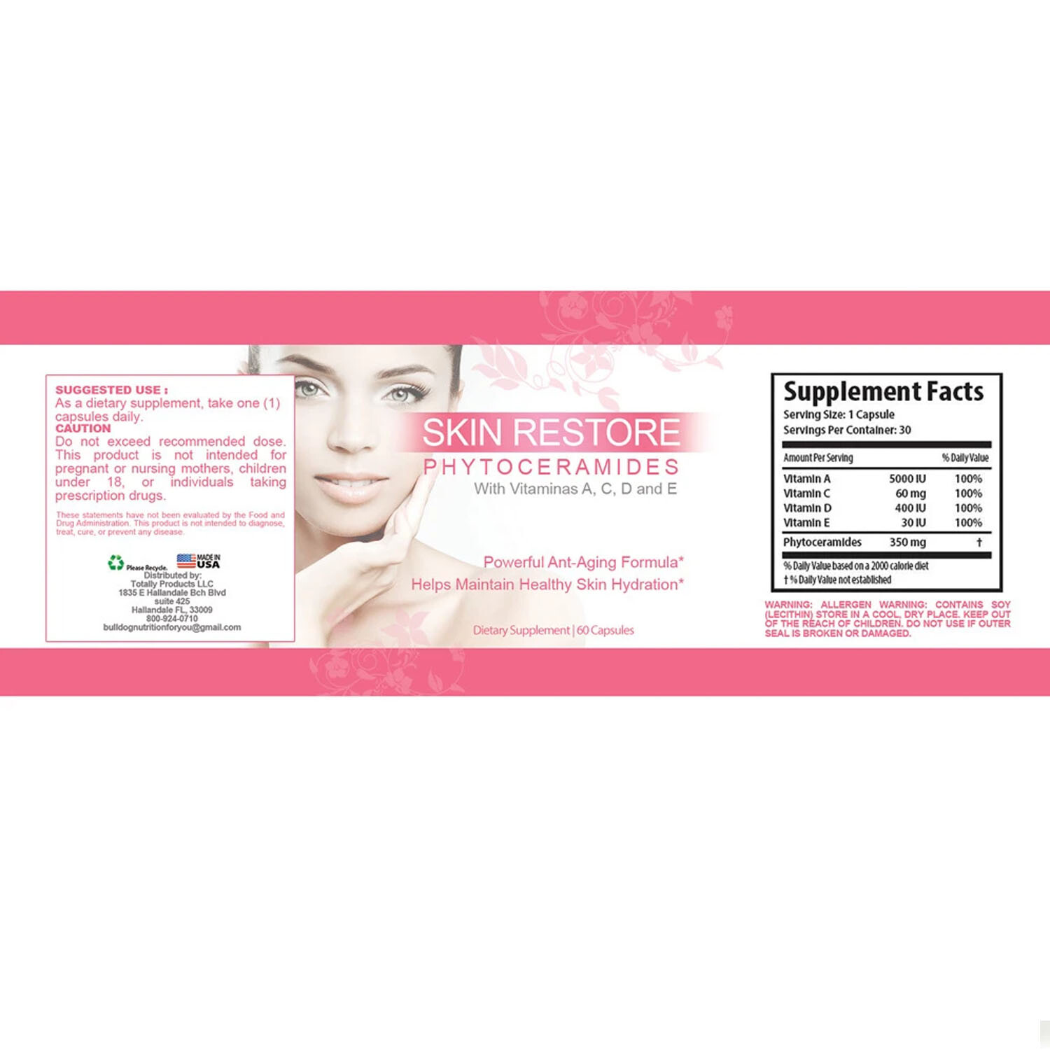 PHYTOCERAMIDES Anti Aging Wrinkle Remover Capsules Vitamins Multi Collagen Pills