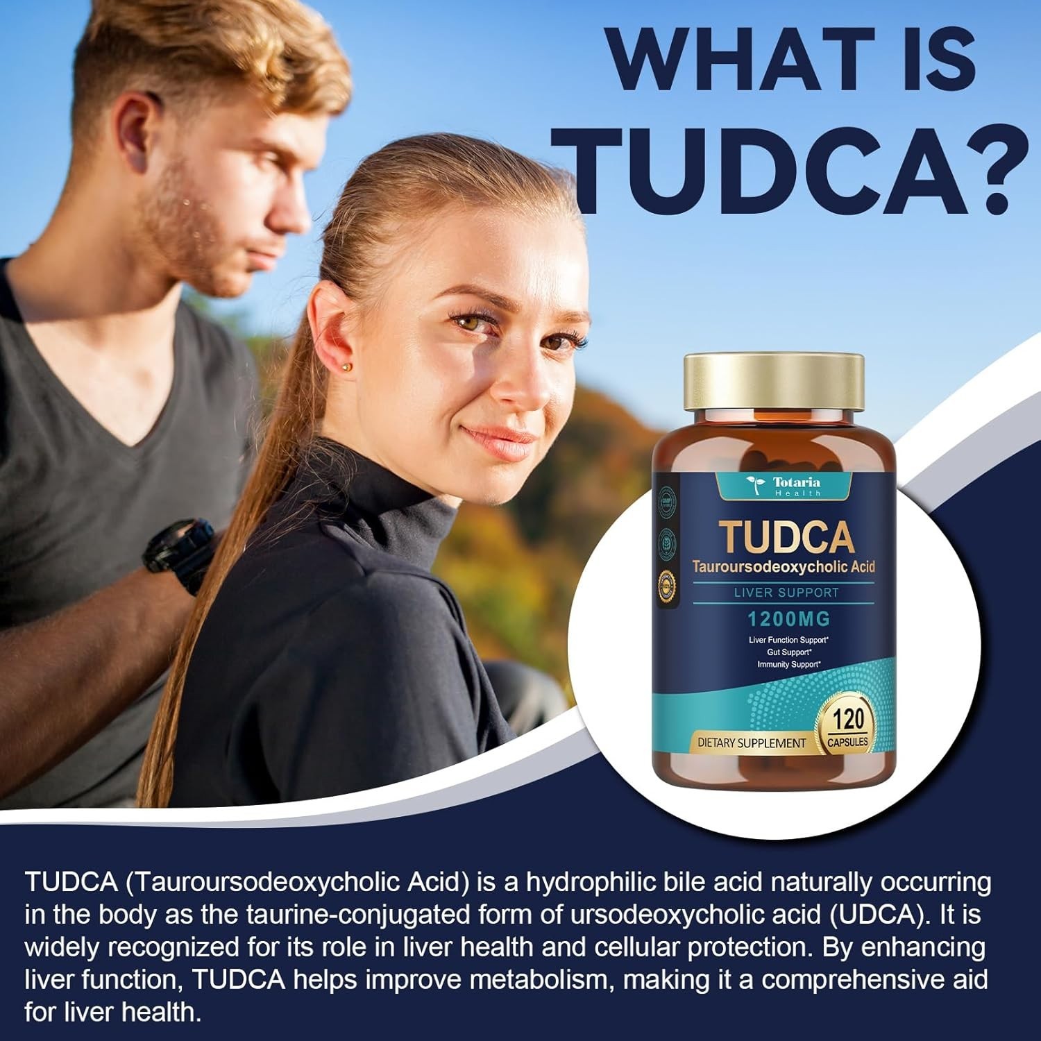 TUDCA Bile Salts 1200mg – Comprehensive Liver Health Support, 120 Count