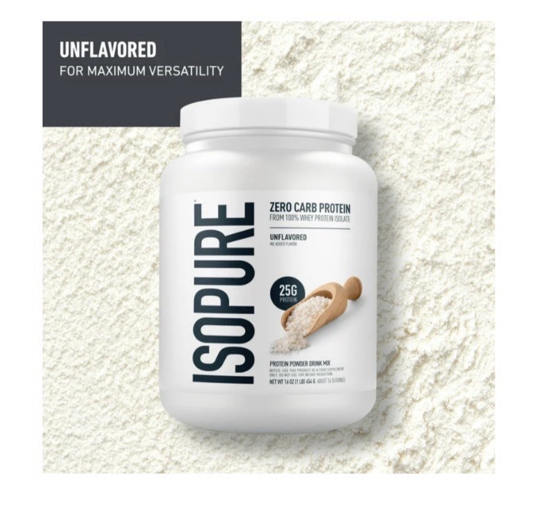 Isopure Zero Carb Whey Protein Isolate Powder, Unflavored, 16 oz (1 lb)