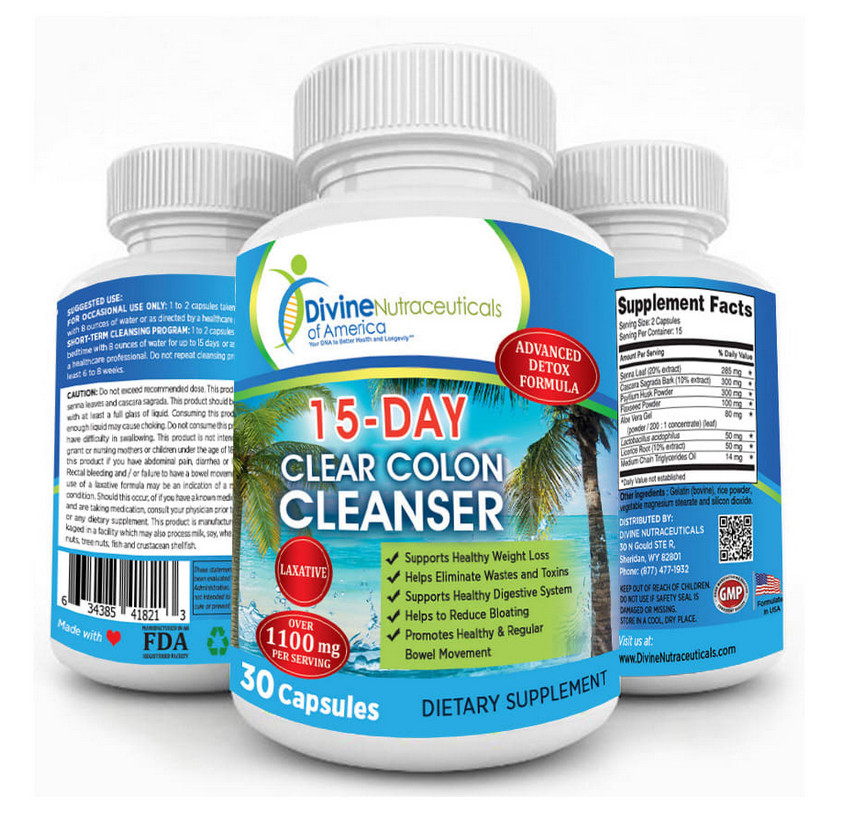 CLEAR COLON CLEANSER & DETOX For WEIGHT LOSS Fiber Probiotic Laxative W/ MCT Oil
