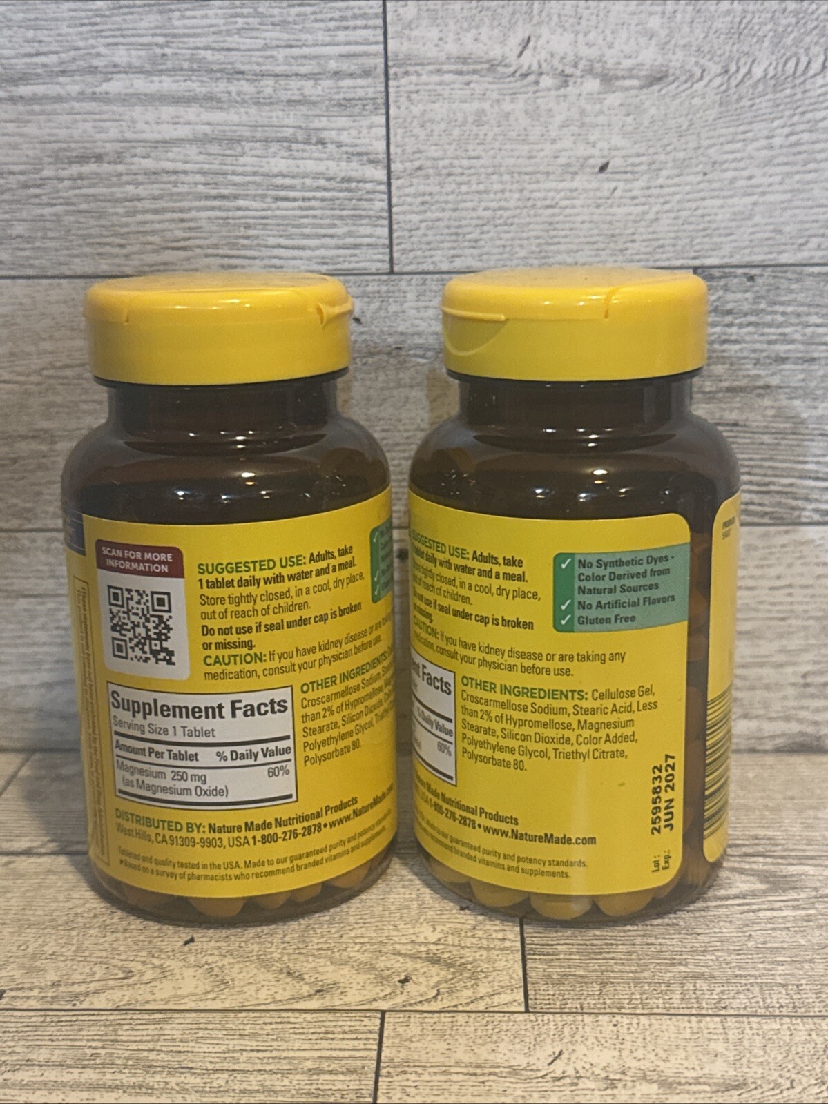 2-PACK Nature Made Magnesium 250 Mg 200ct Dietary Supplement Muscle, Heart, Bone