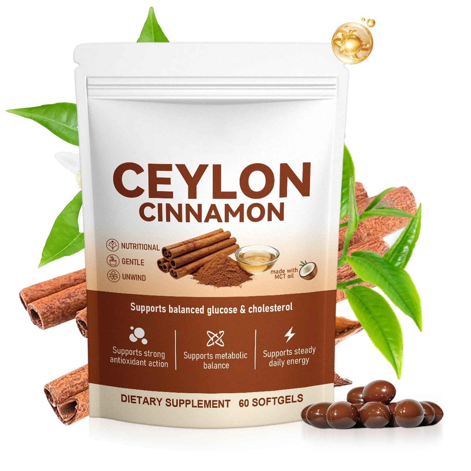 Cinnamon Ceylon Softgels, Ceylon Cinnamon Soft Gels 7200Mg Equivalent