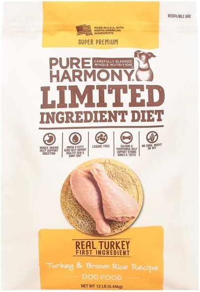 Pure Harmony Dog Food Turkey & Brown Rice Recipe Limited Ingredient Diet Super P