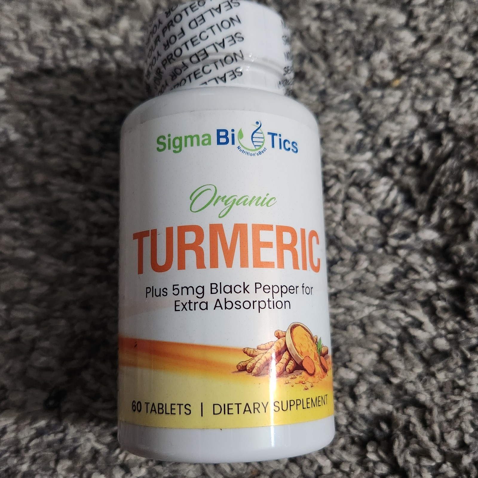 Sigma Biotics Organic Turmeric + 5mg Black Pepper NEW 60 Tablets Exp. 05/2026