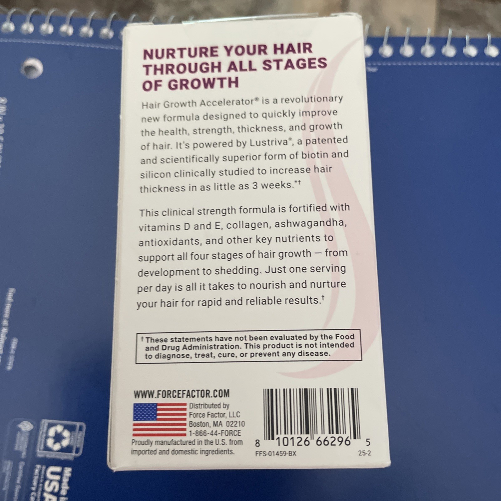 FORCE FACTOR HAIR GROWTH ACCELERATOR W/ LUSTRIVA 90 VEGETABLE CAPSULES EXP 10/28