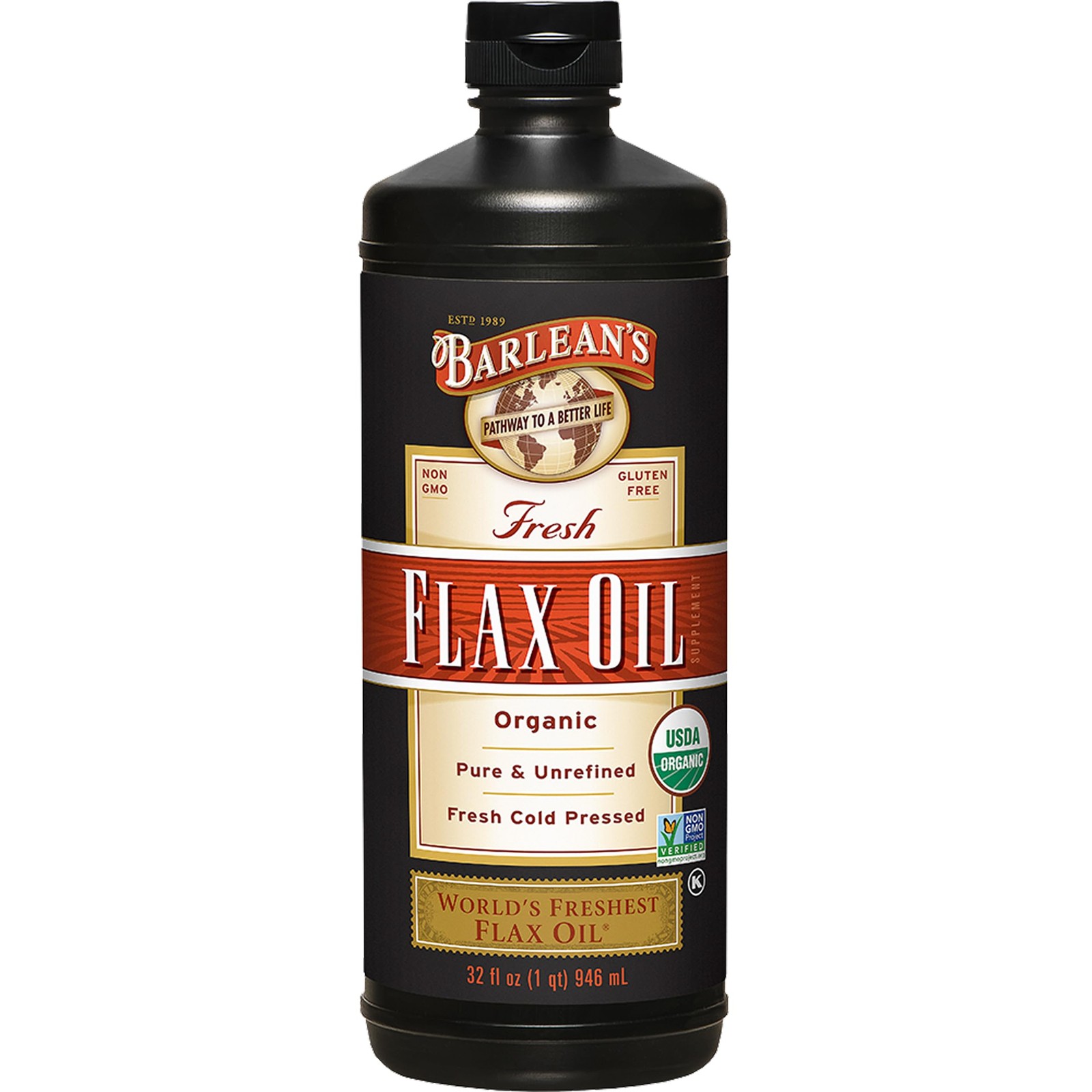 Barlean’s Organic Flaxseed Oil Liquid from 32 Fl Oz (Pack of 1), Default