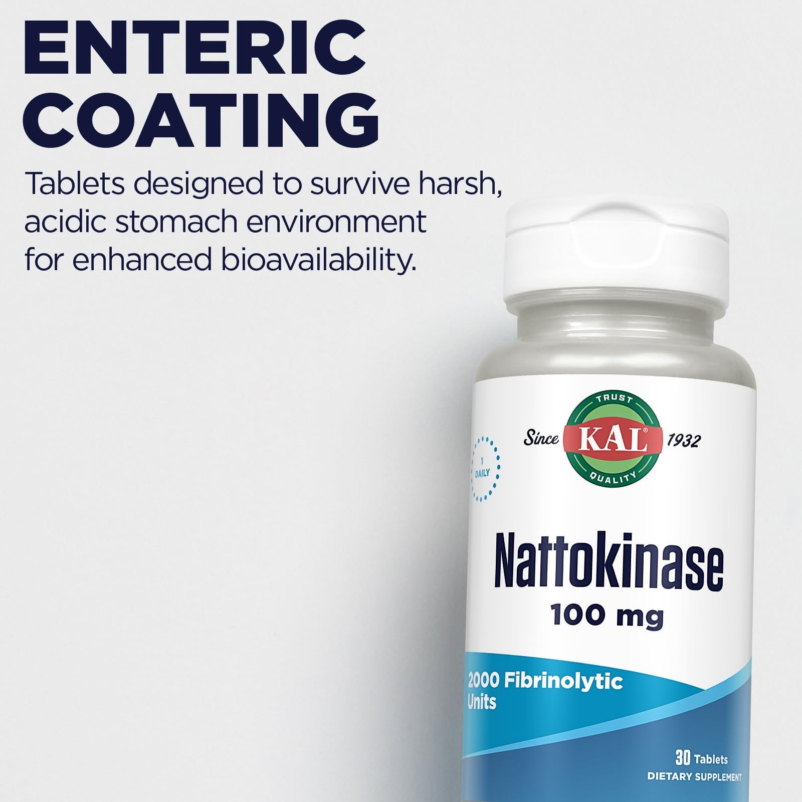 Nattokinase 100mg Dietary Supplement – 30 Tablets for Heart Health & Circulation