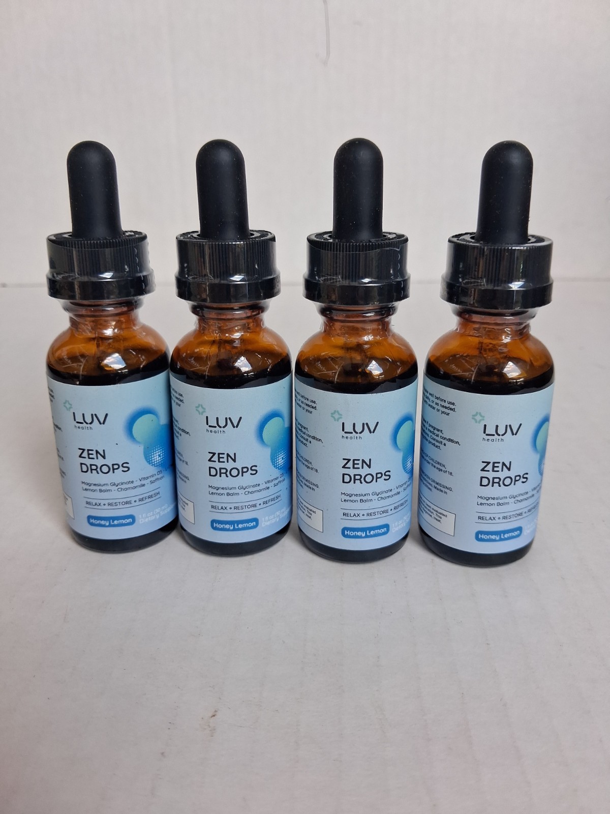 LUV Zen Drops: Anxiety and Stress Support Drops with Magnesium Glycinate 4pk