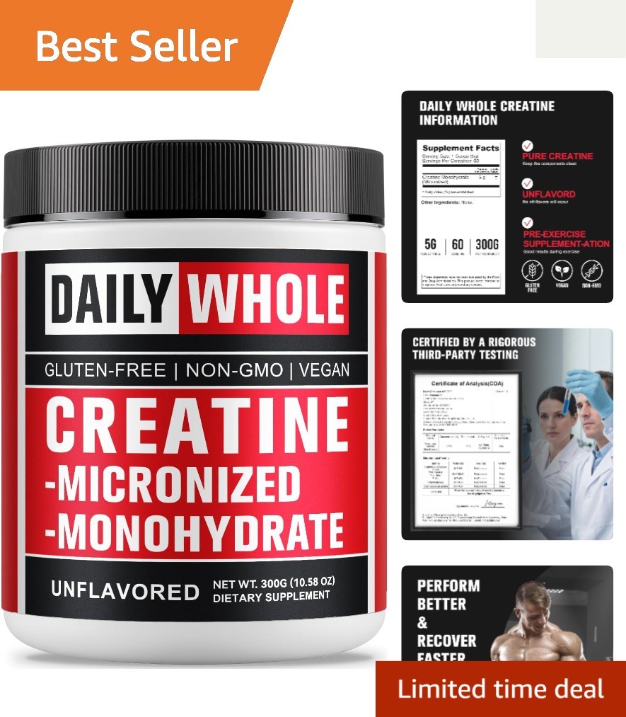 5000mg Micronized Creatine Monohydrate 300g Unflavored – & Non-GMO