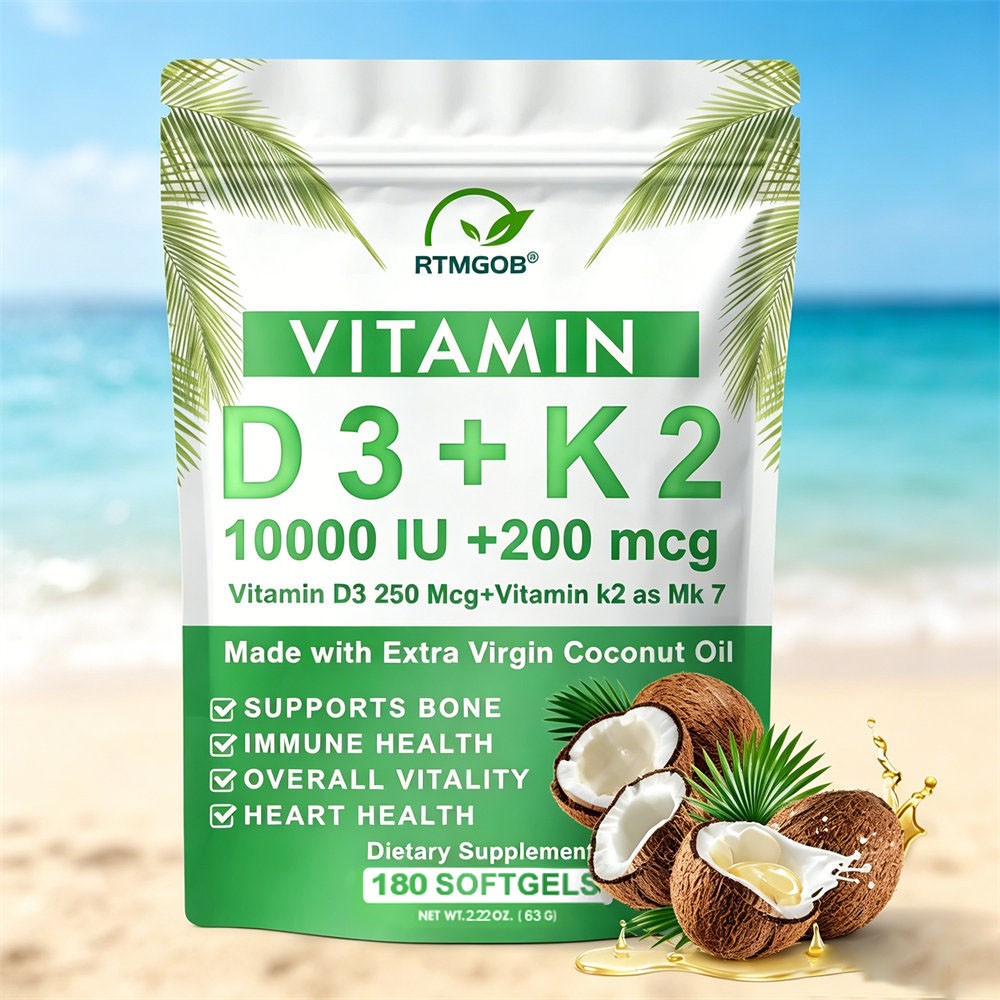 Microingredients Vitamin D3 10000 iu K2 300 Coconut Oil Softgels