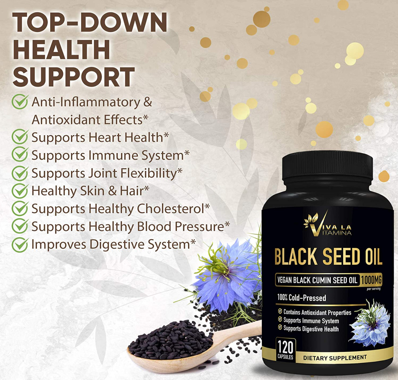 Black Seed Oil-100% Pure 1000 Mg Cold Pressed Cumin Nigella Sativa NO GMO USA