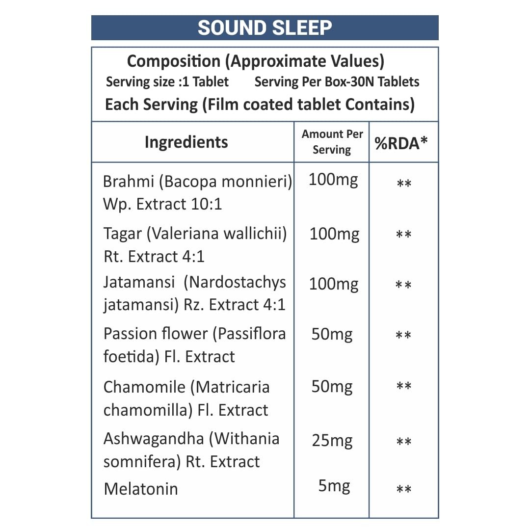 NutraStore Sound Sleep Tablets with Melatonin & Herbs | 30 Veg Capsules