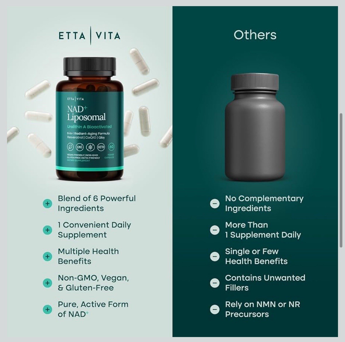 Etta Vita Liposomal NAD+ Supplement With Reservatol Urolothin A CoQ10 & Giloy