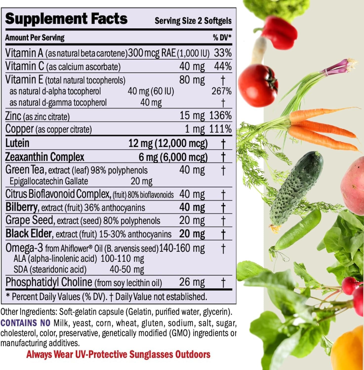 Comprehensive Eye Health Formula – 30 Dairy-Free Softgels with Lutein & Bilberry