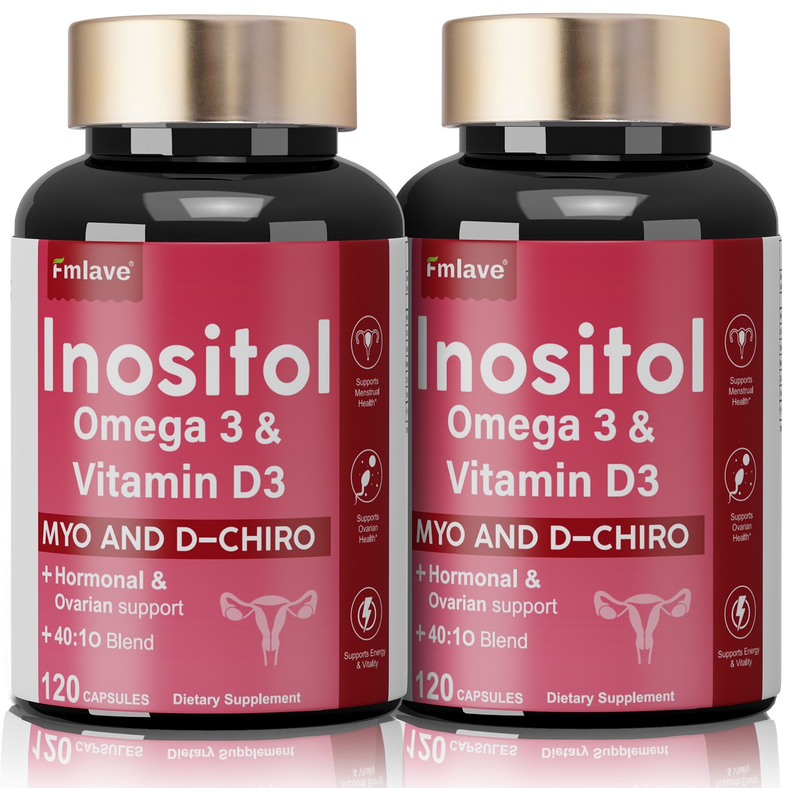2x 120 Caps Myo-Inositol & D-Chiro Inositol Supplement Hormonal Balance Support