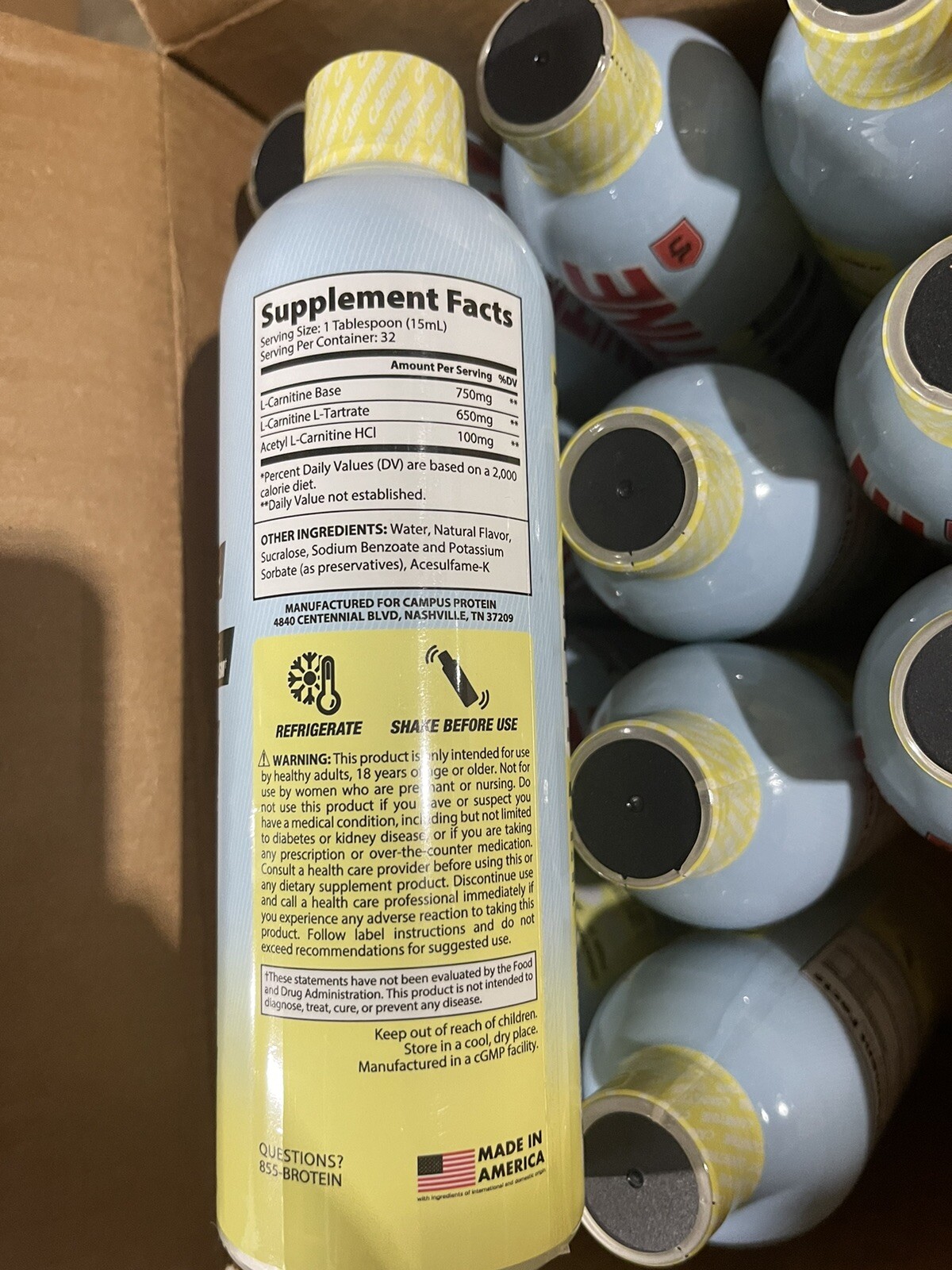 L-CARNITINE Fat Loss-Metabolism Activator – White gummy Shot 32 Servings 12 PACK