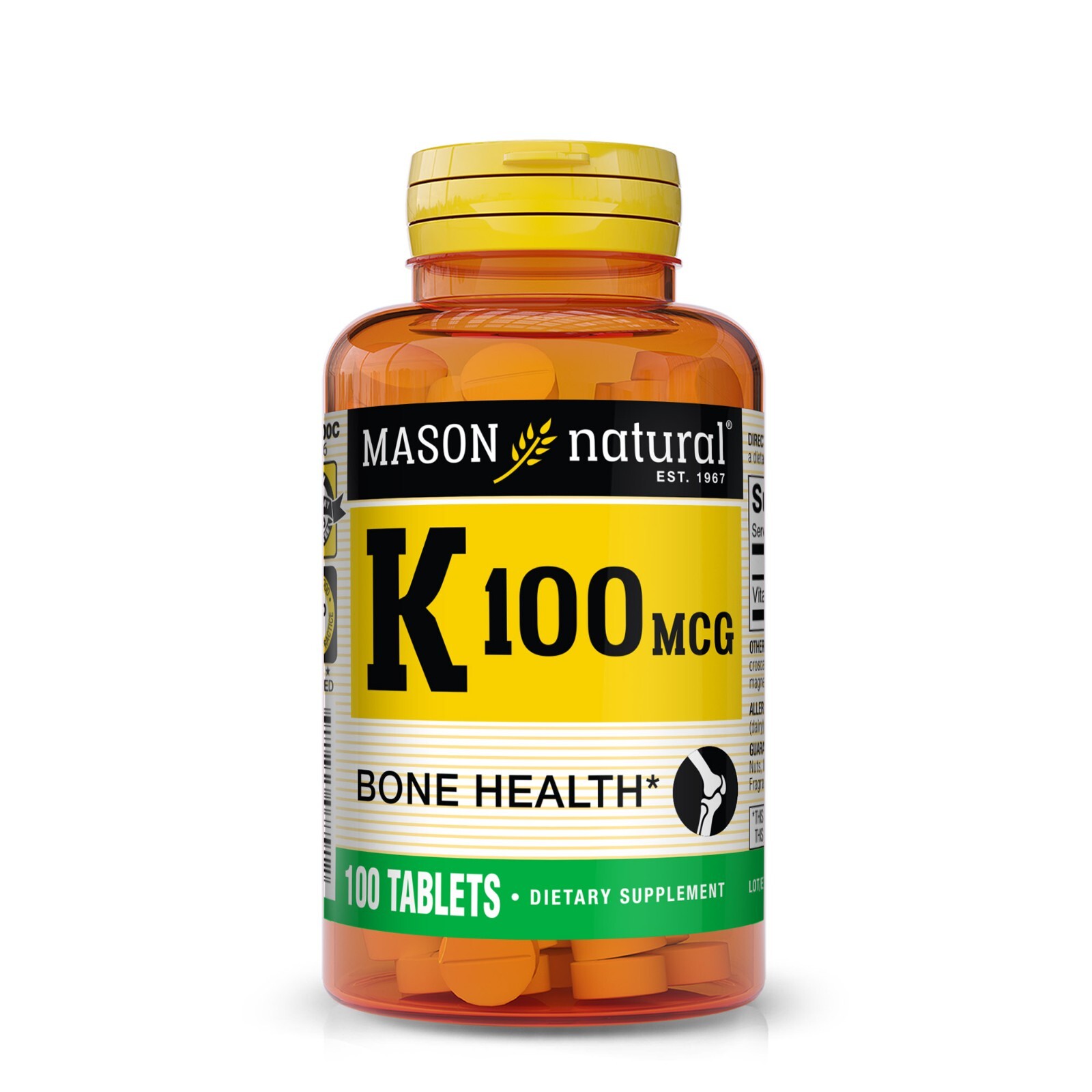 Mason Natural Vitamin K 100 mcg – Supports Joint and Bone Health, 100 Tablets