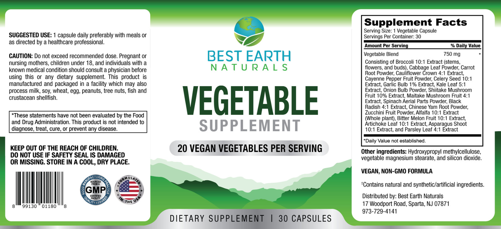 Vegetable Supplement – 20 Veggies Daily Nutrient Support – Best Earth Naturals