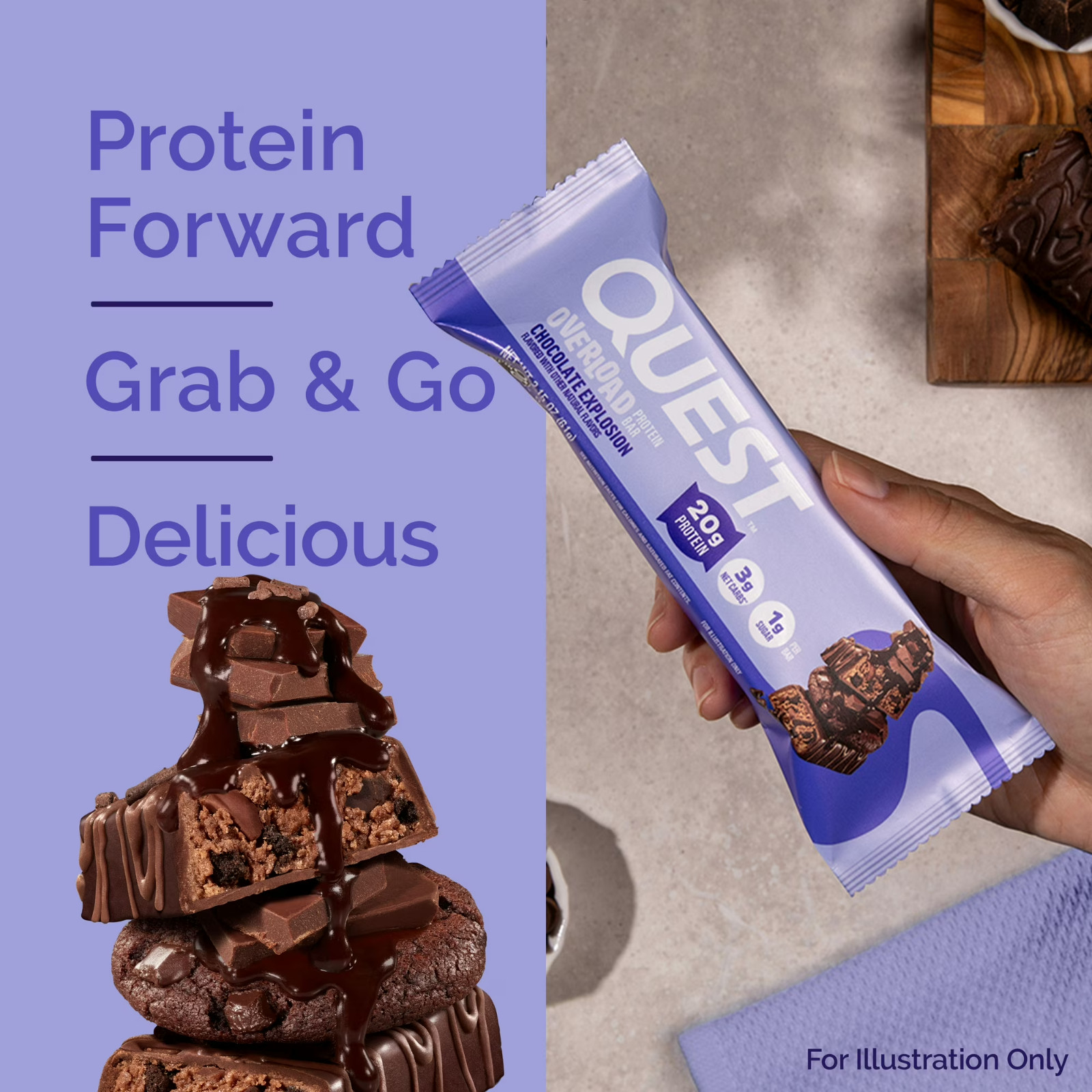 Quest Overload Protein Bars Chocolate Explosion 20g Protein Gluten Free 12 Ct