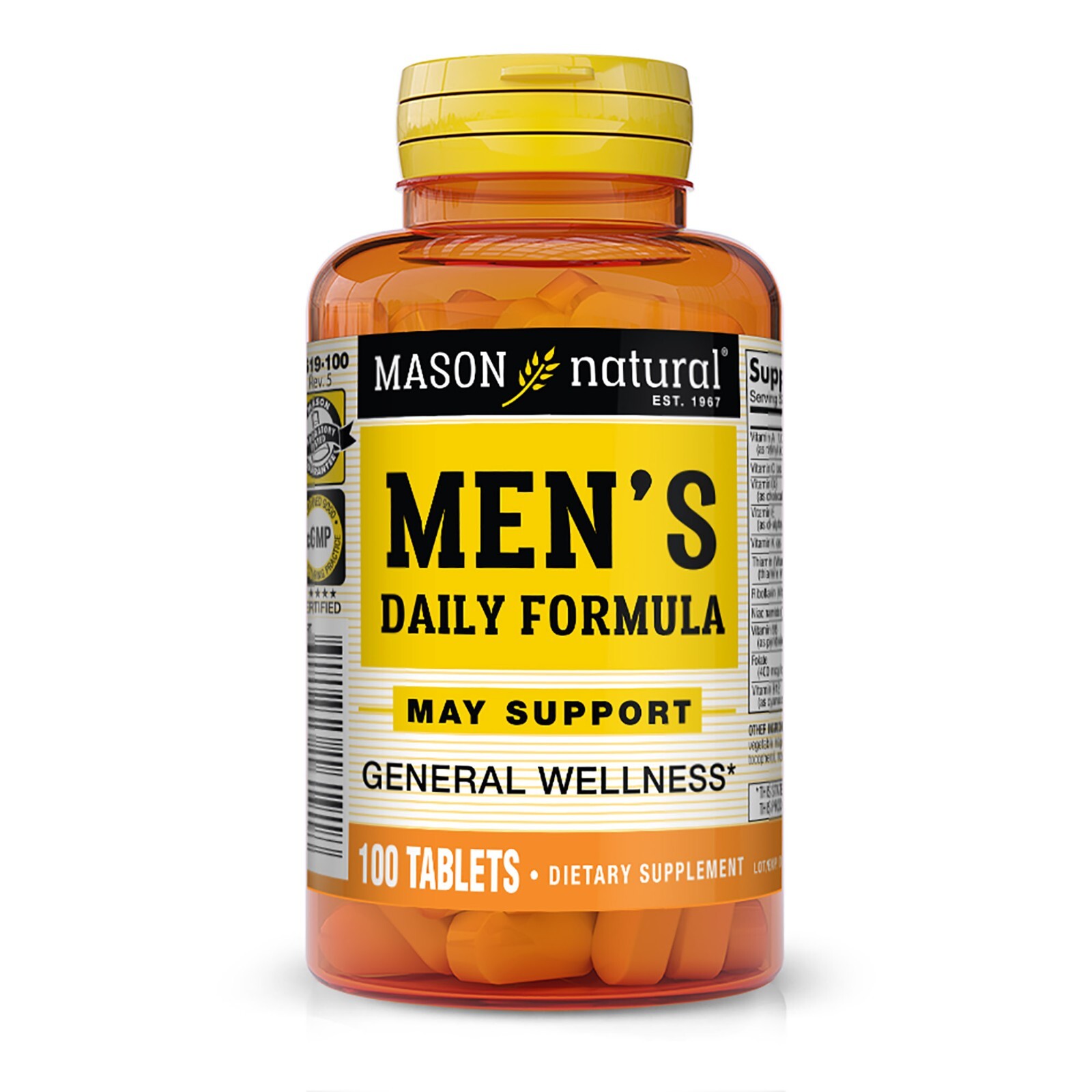 Mason Natural Men’s Daily Formula, Vitamin A to Zinc Multivitamin, 100 Tablets