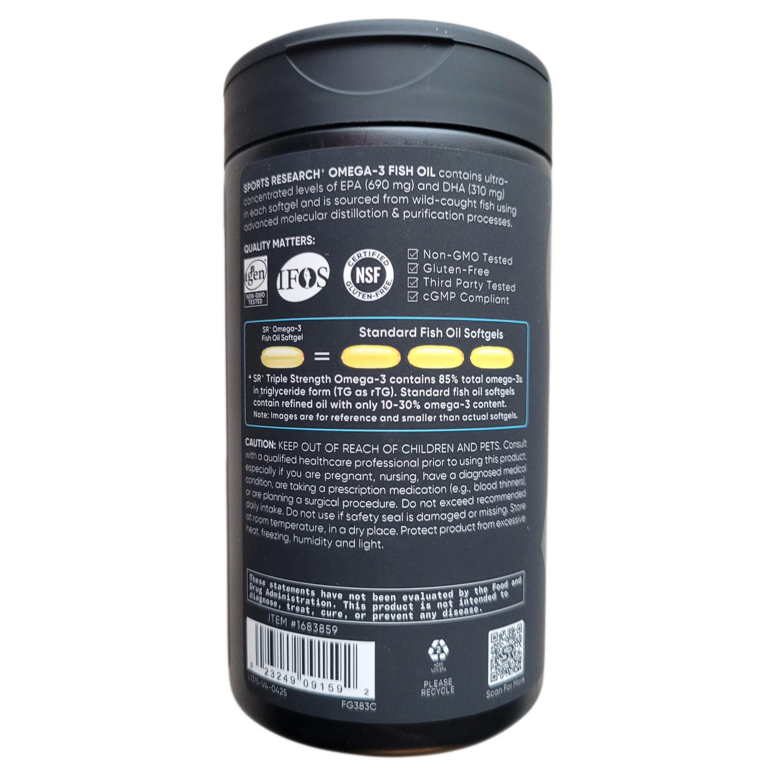 Sports Research Triple Strength Omega-3 Fish Oil, 150 Fish Softgels