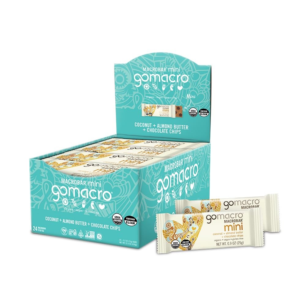 (Pack of 24) GoMacro Cacao Almond Butter Chocolate Chip Nutrition Bars 0.9 Oz