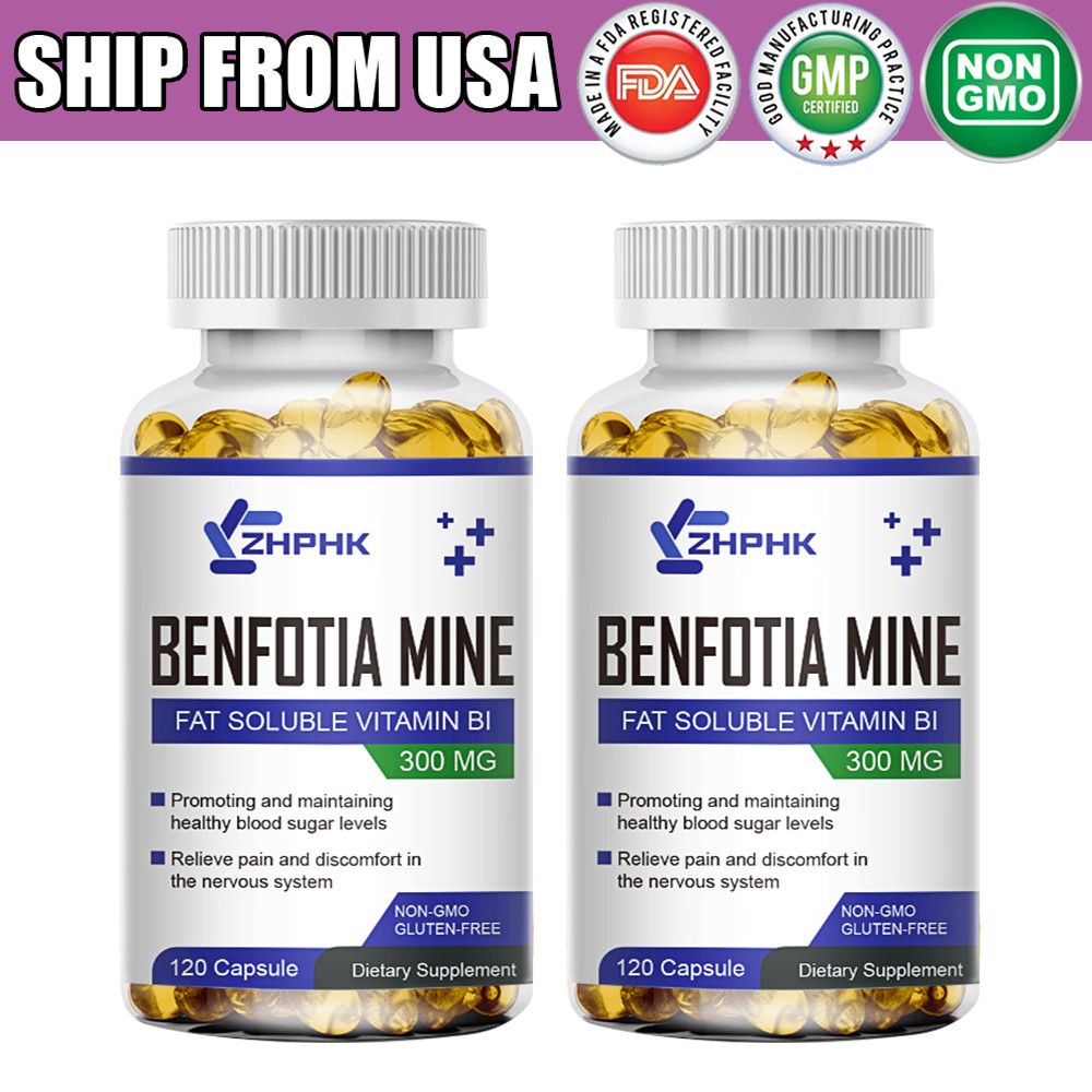 300mg Benfotiamine Capsules Fat Soluble Thiamine Vitamin B1 NON-GMO, 240 Pills