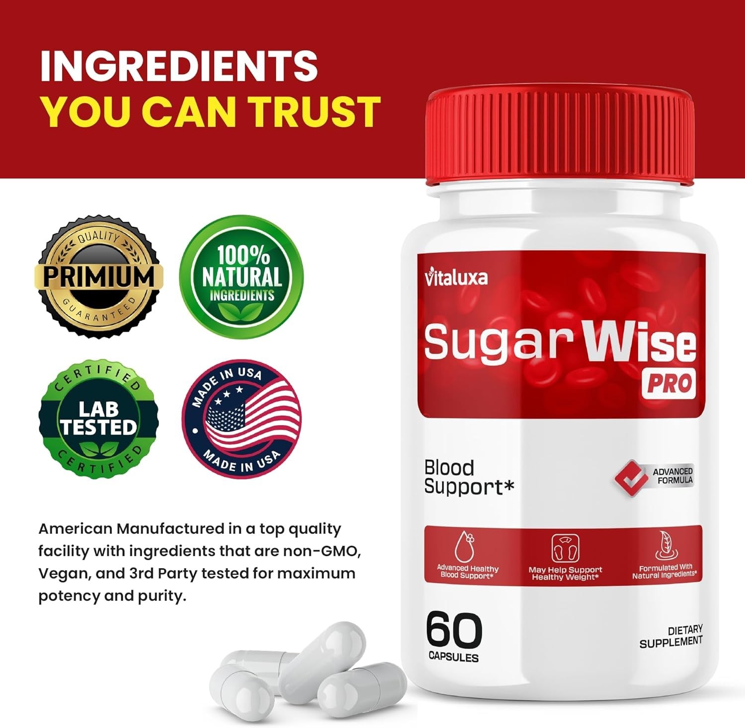 (5 Pack) Sugar Wise Pro Capsules, Advanced Formula Blood Support (300 Capsules)
