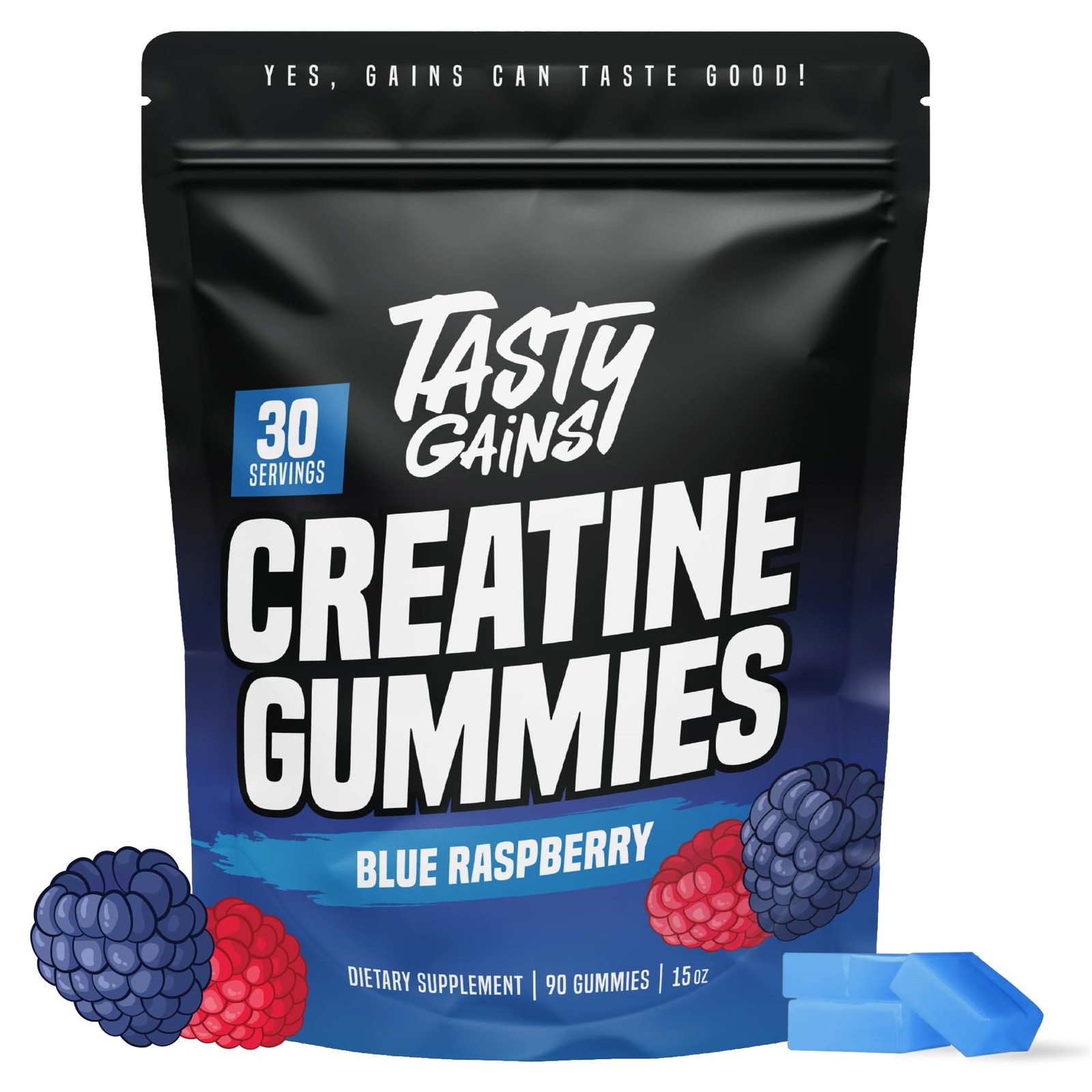 TASTY GAINS Creatine Gummies – 90g of 90 Count (Pack 1)