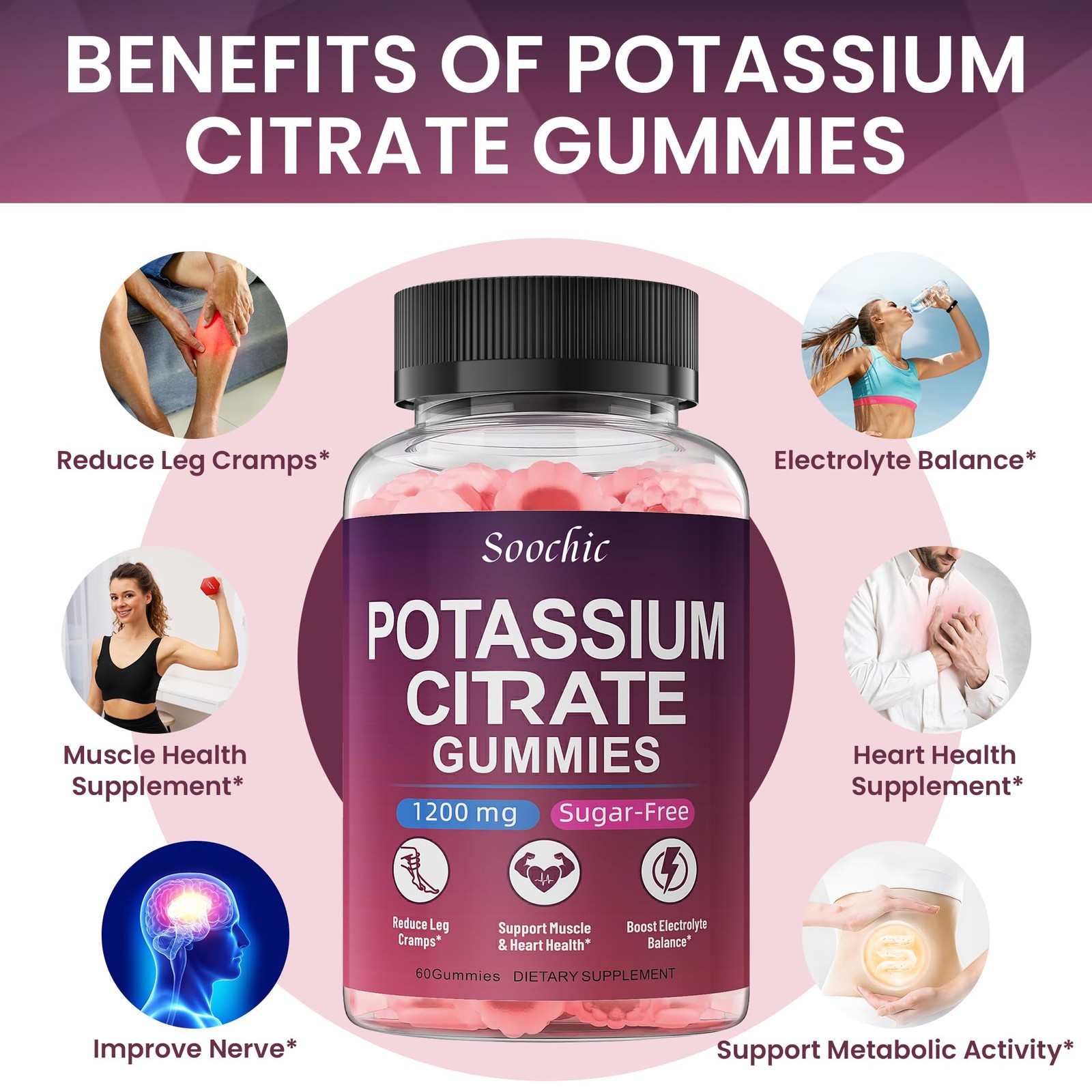 Potassium Citrate Gummies – 1200mg Chewable 1 Count (Pack of 60)