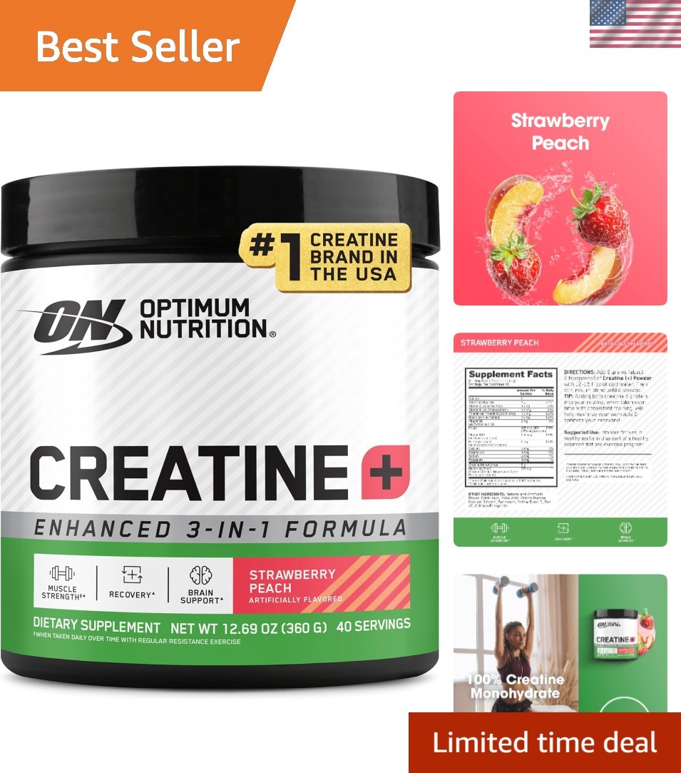 Strawberry Peach Creatine Performance Blend – 40 Servings for Hydration