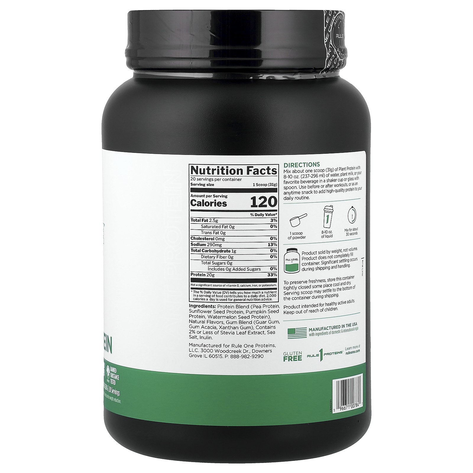 Plant Protein Powder Drink Mix, Vanilla, 1.37 lb (620 g)