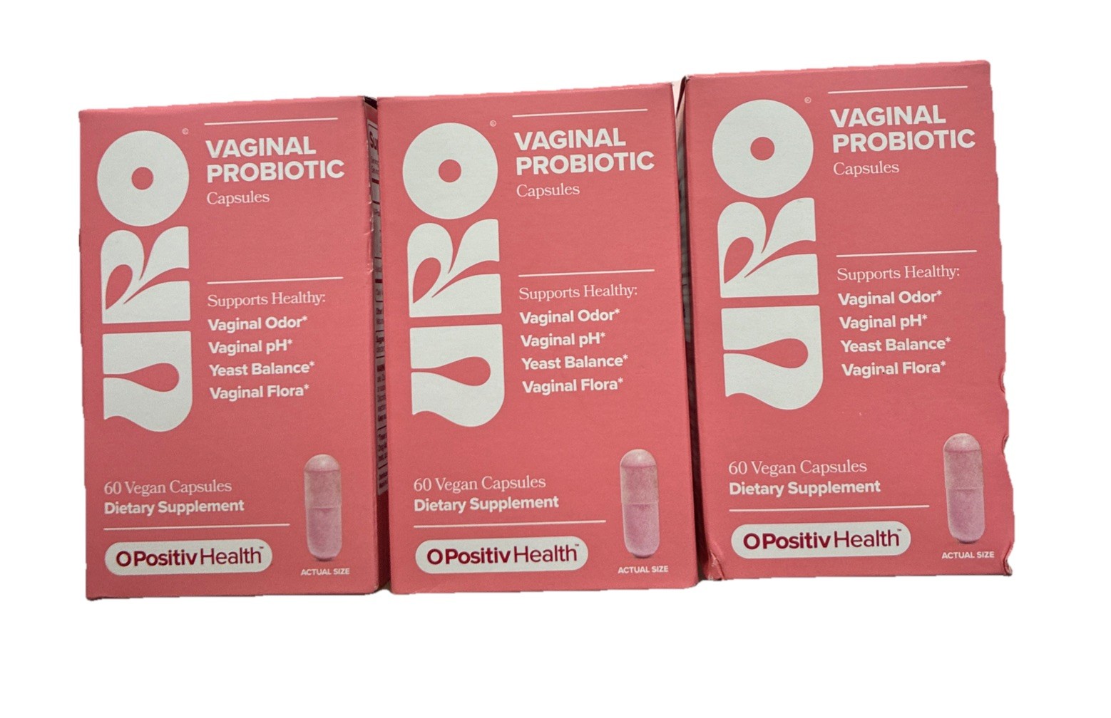 3Packs URO O Positiv Vaginal Probiotics pH Balance w/ Prebiotic 180 ct Exp 4/27