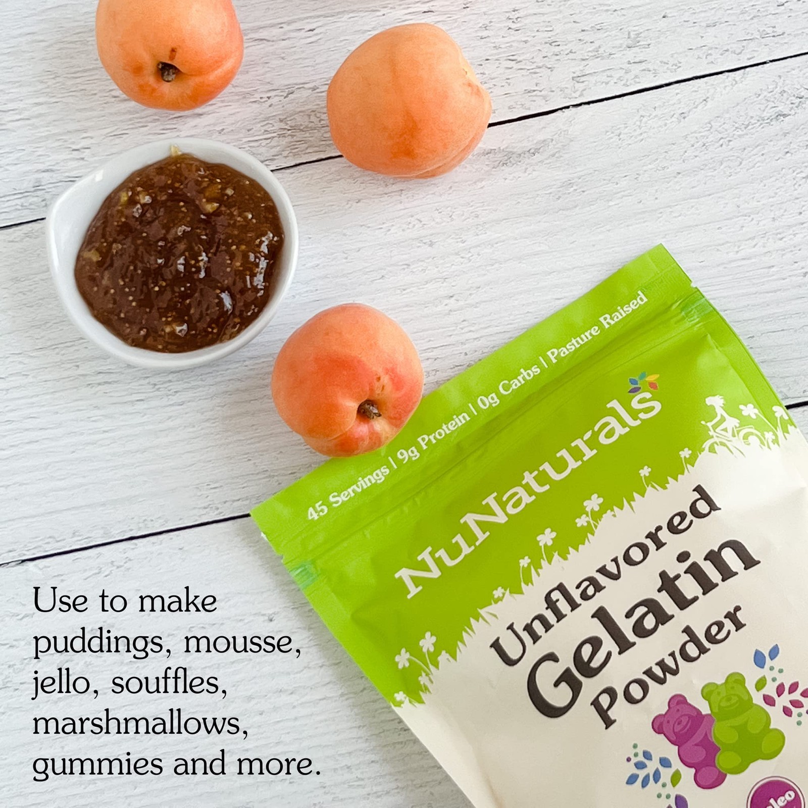 NuNaturals Unflavored Beef Gelatin Powder, Instantly 16 Ounce (Pack of 1)
