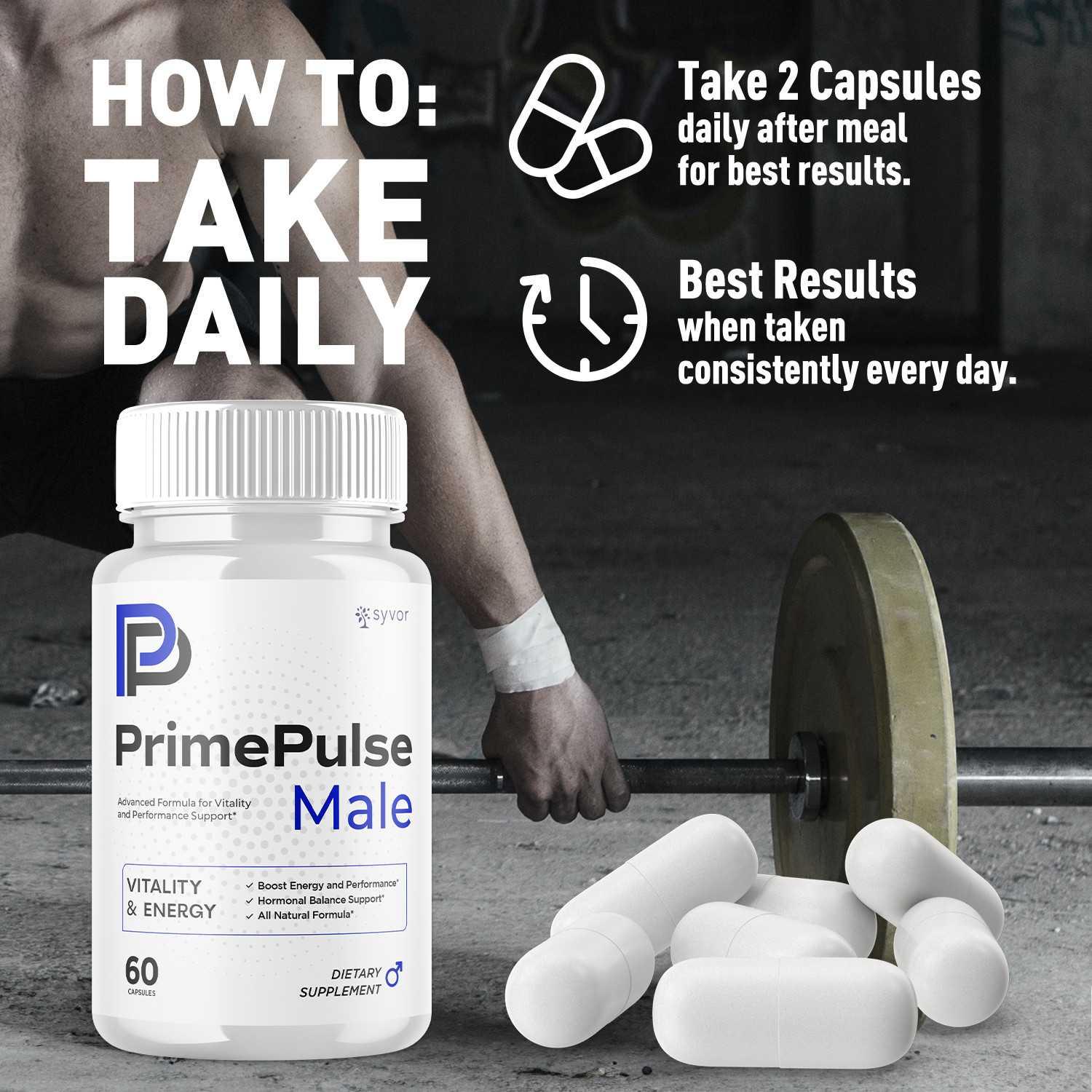 (2 Pack) Prime Pulse Advanced Male Pills PrimePulse Vitamin Supplement 120 Caps