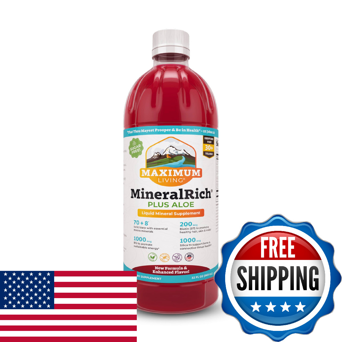 Maximum Living MineralRich Minerals Supplement with Aloe – Liquid Blend of Vitam