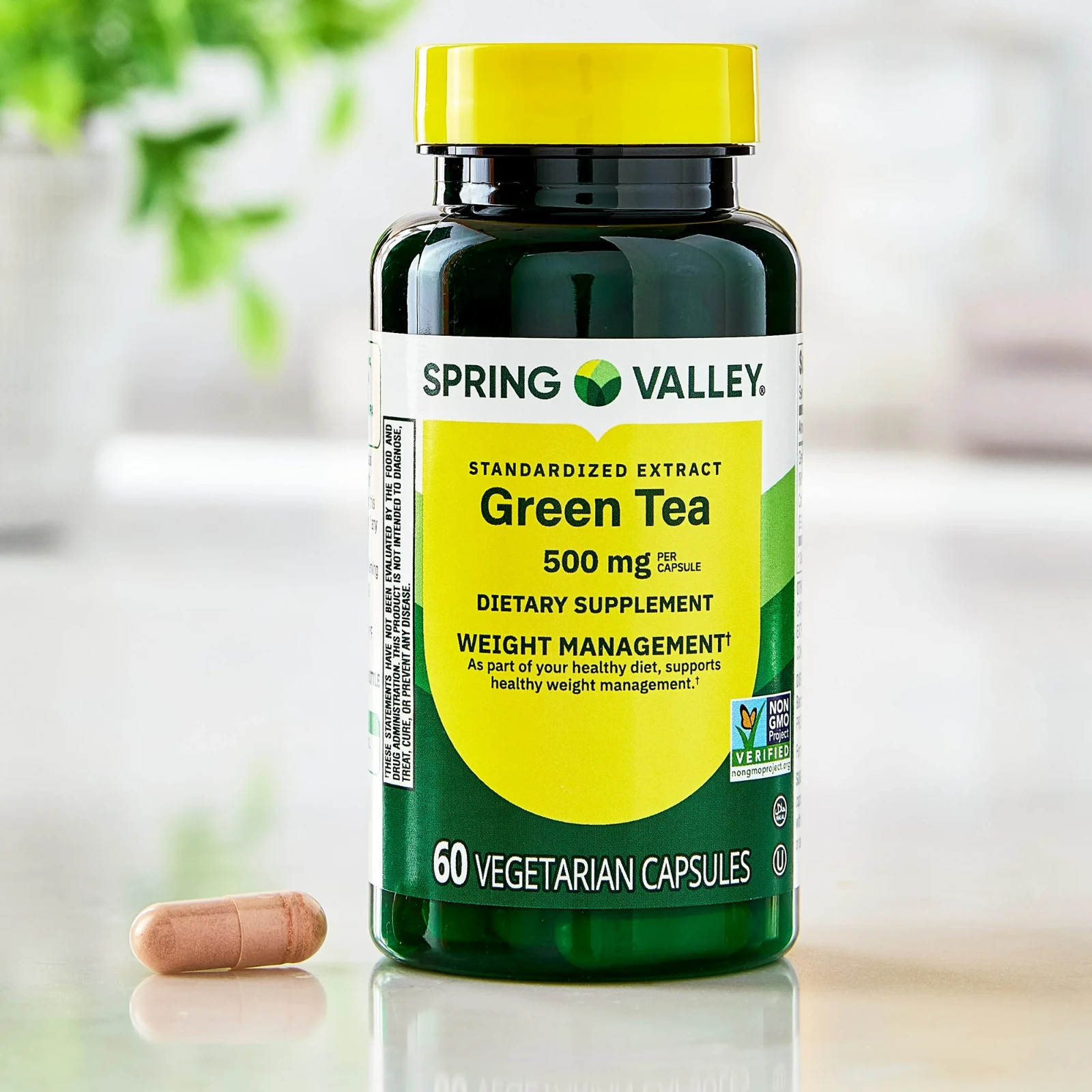 Spring Valley Green Tea Extract 500mg Vegetarian Capsules Supplement 60 Ct