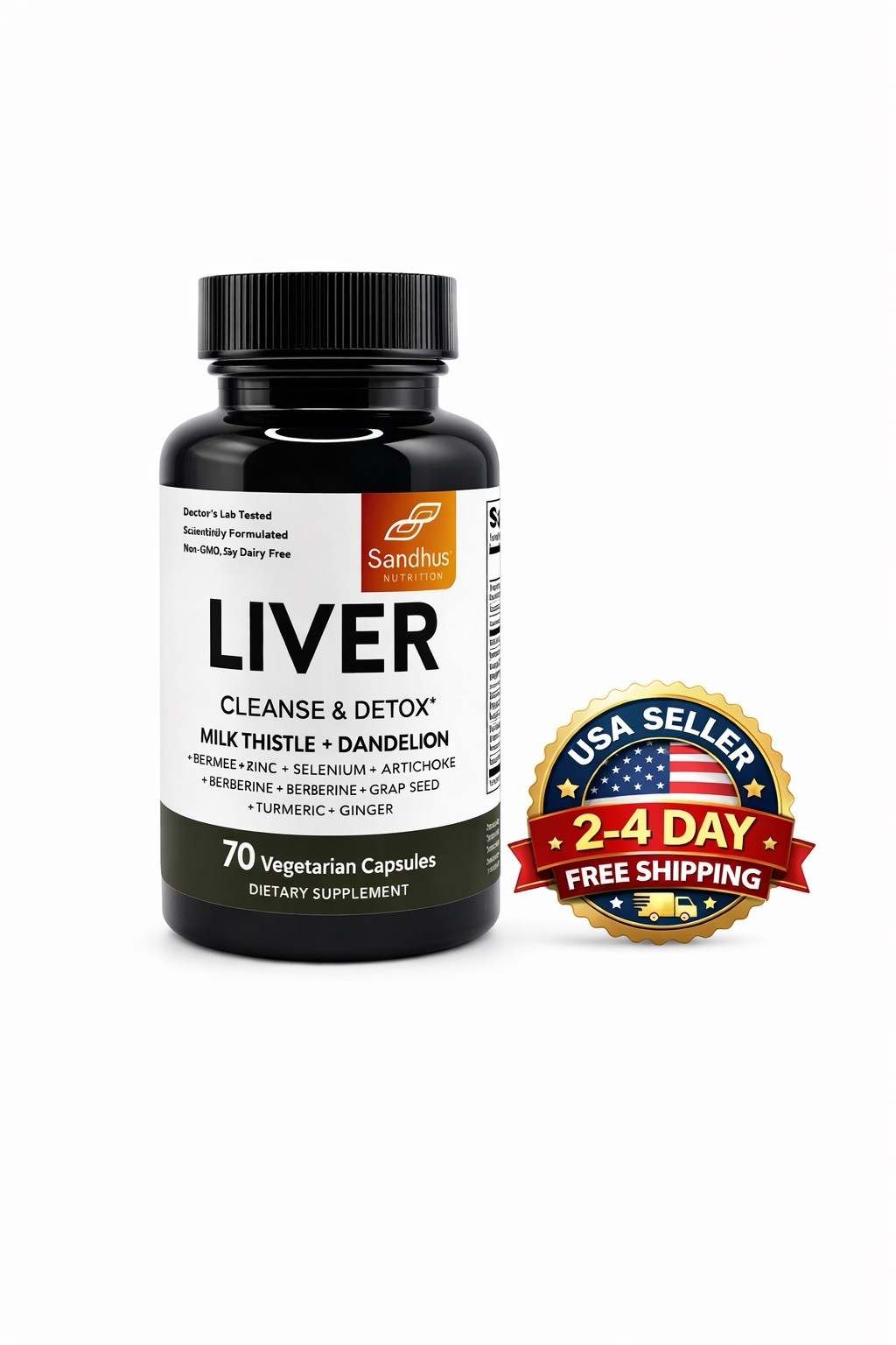 Liver Cleanse Detox 70 Caps Milk Thistle Dandelion Digestive Health Made in USA