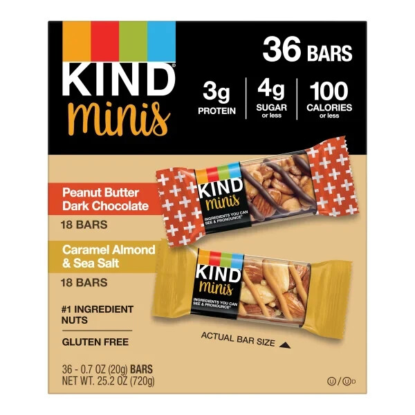 Kind Mini Bars, Variety Pack, 0.7 oz, 36-count