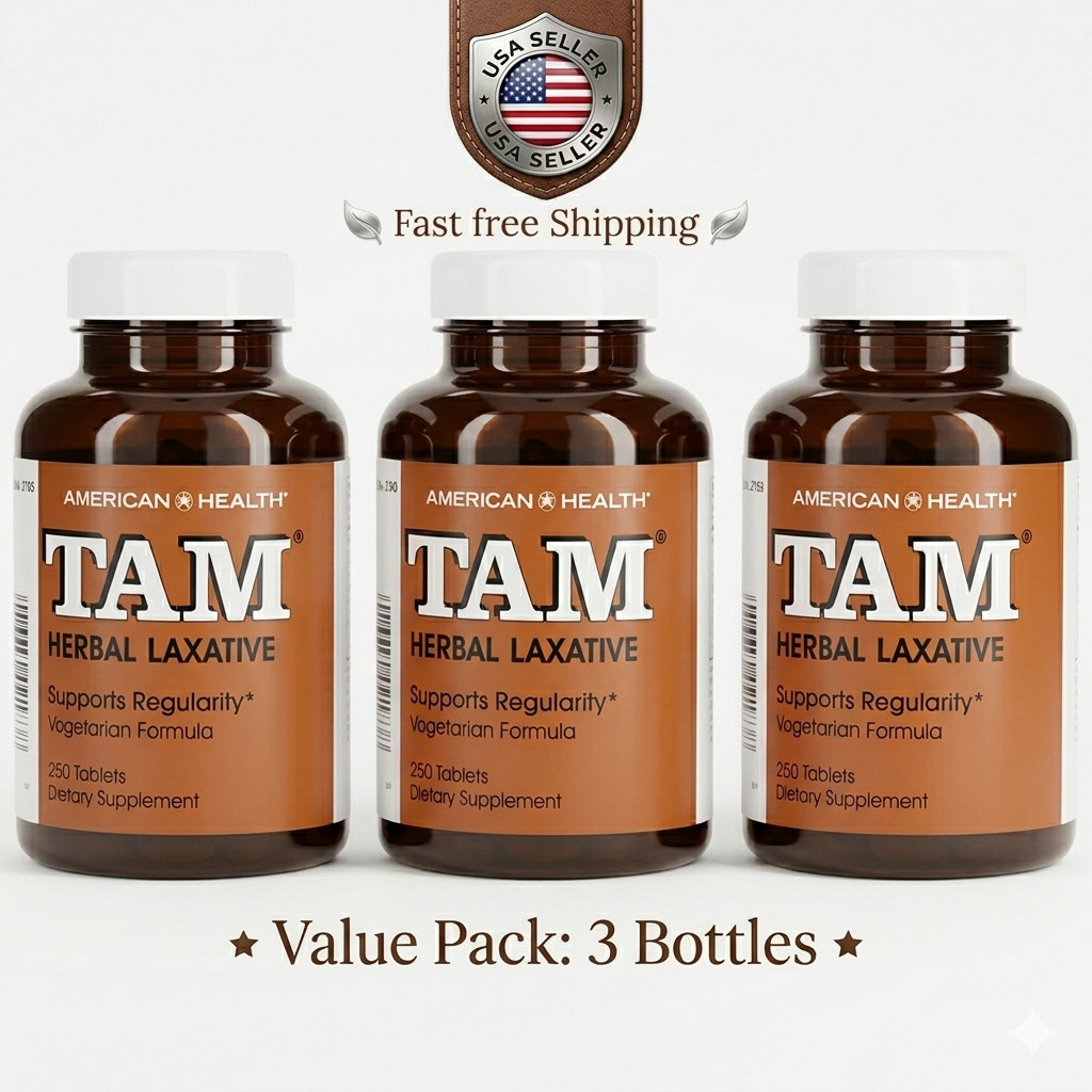 American Health TAM Herbal Laxative 250 Tabs 3 Pack Total 750 CT Natural Relief